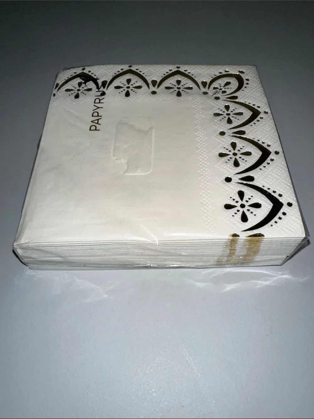 PAPYRUS White Gold Trim Square Cocktail Napkins 40 pk x 1